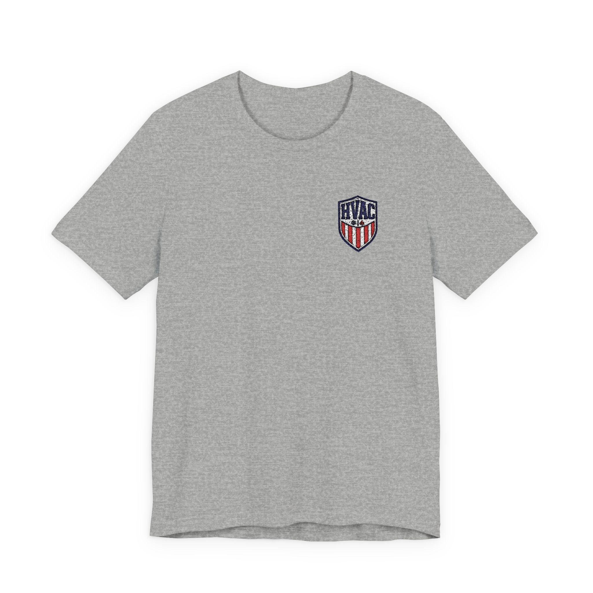Embroidered HVAC Shield Shirt, Premium Patriotic HVAC Tech Gift, USA Trade Pride Left Chest Tradesman Tee, Heating Cooling T-Shirt