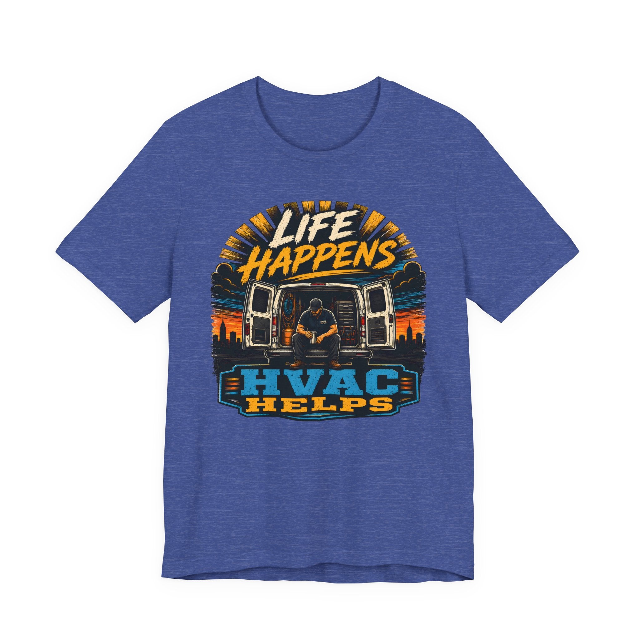 Life Happens HVAC Helps Tee — Motivational HVAC Technician Shirt