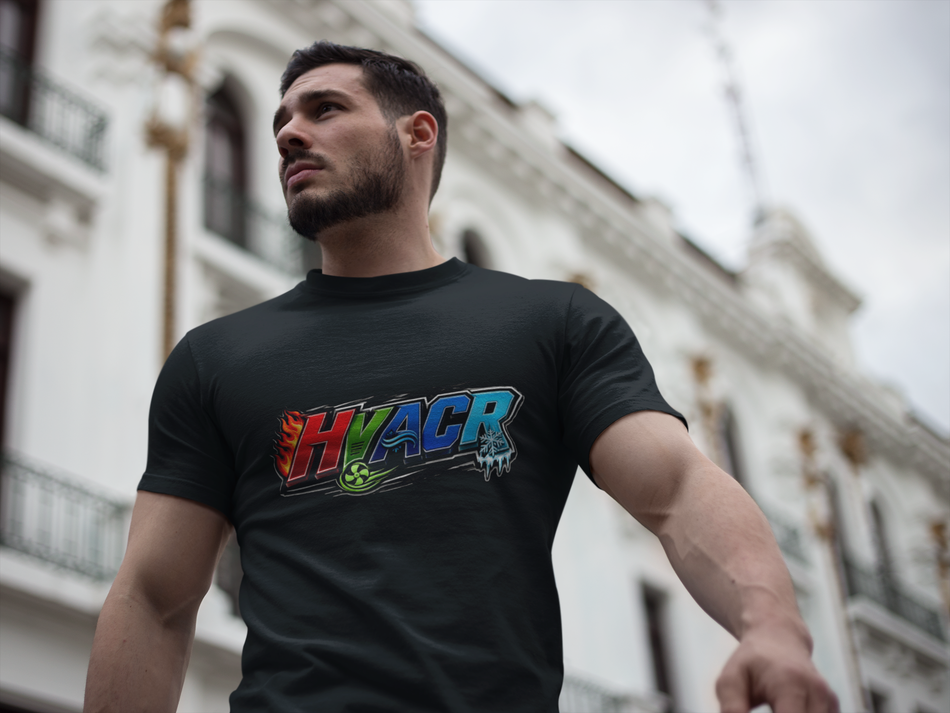 HVACR Trade Tee — Heat, Air, Cold, Freeze (Dark Colors)