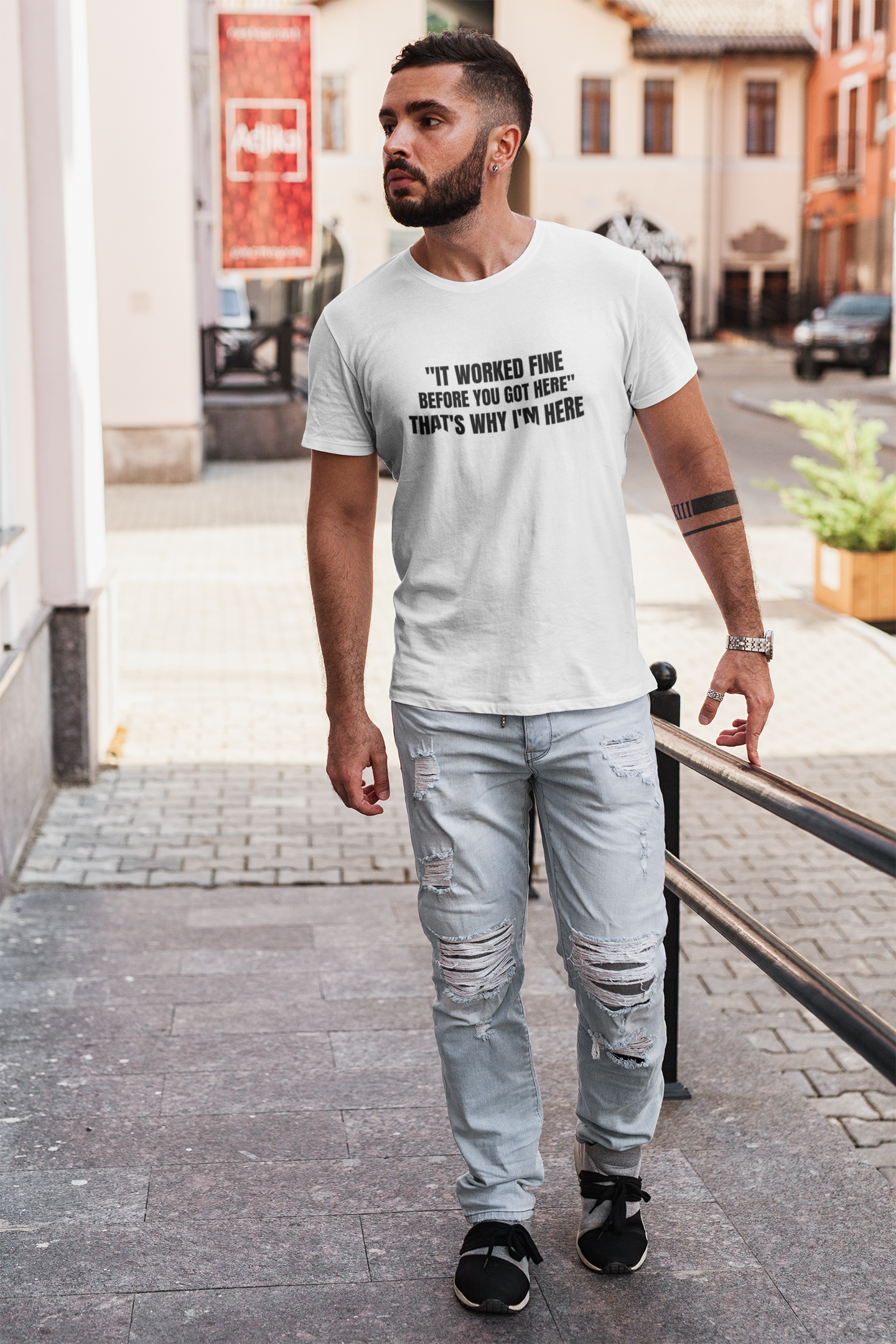 It Worked Fine Before You Got Here That's Why I'm Here - Funny HVAC Tech Service Call Tee (Light Colors)