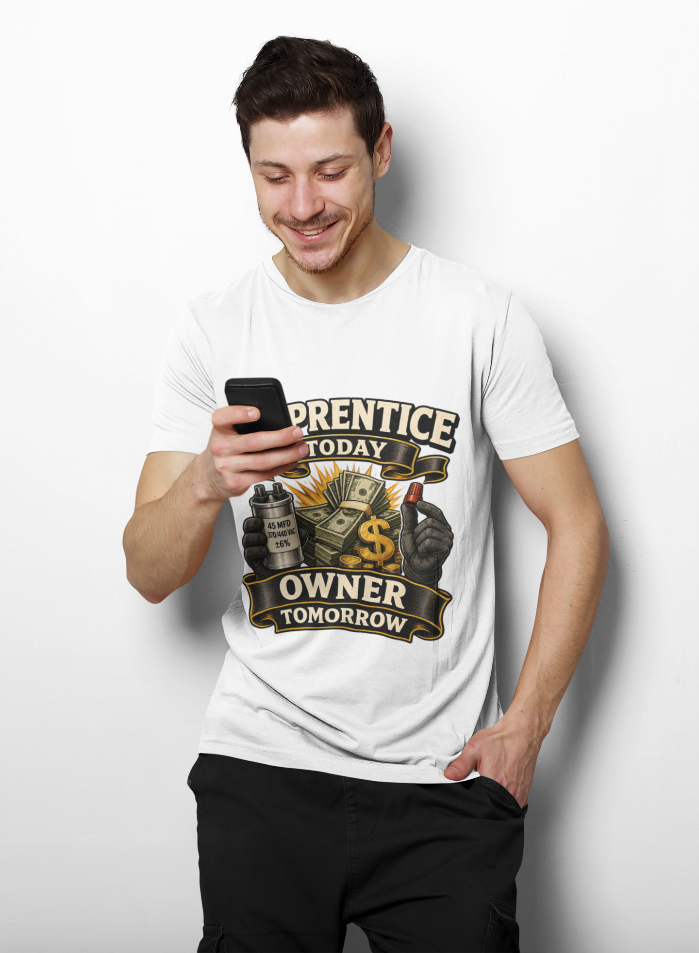 HVAC Apprentice to Owner Shirt | Cap & Cash Money Trade Tee for Technicians
