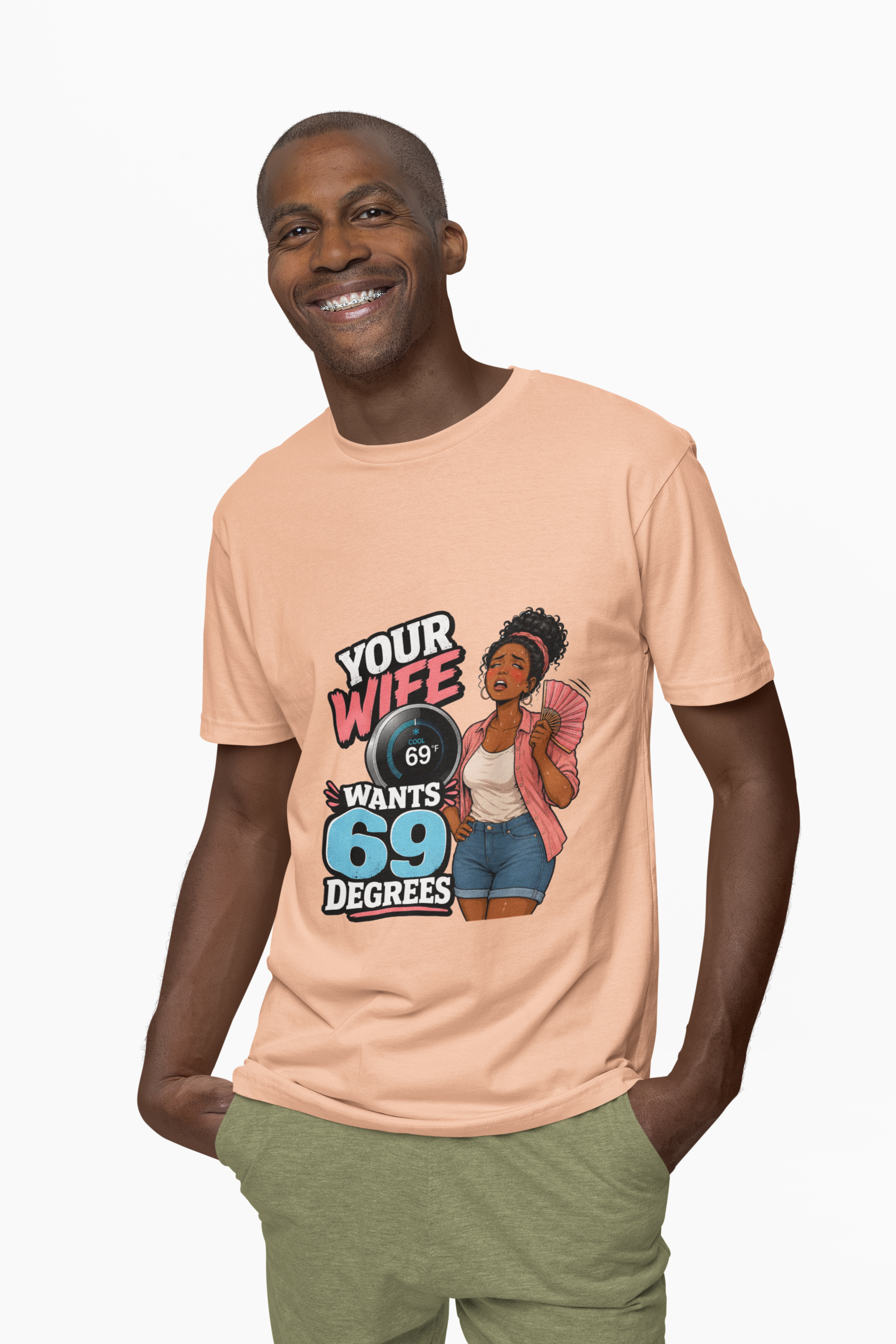 T-Shirt — "Your Wife Wants 69 Degrees" Retro Pinup Graphic Tee