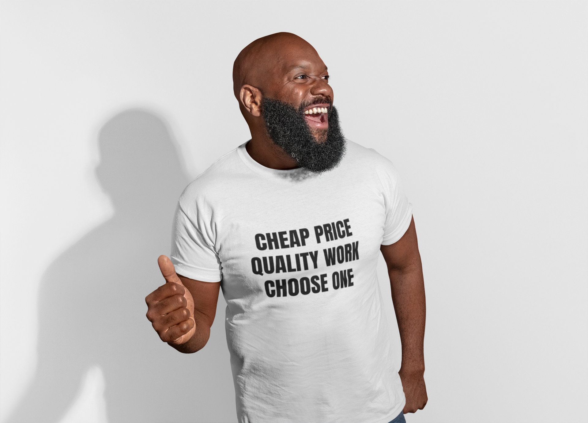 Cheap Price Quality Work Choose One - Funny Tradesman Contractor Tee (Light Colors)