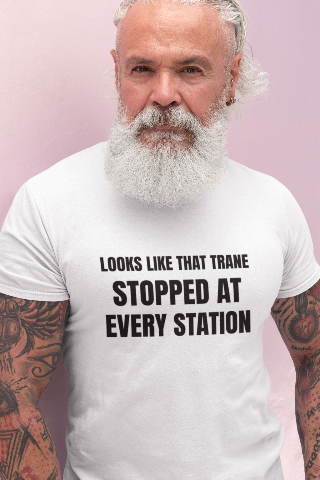 Looks Like That Trane Stopped At Every Station - Funny HVAC Technician Wordplay Tee (Light Colors)