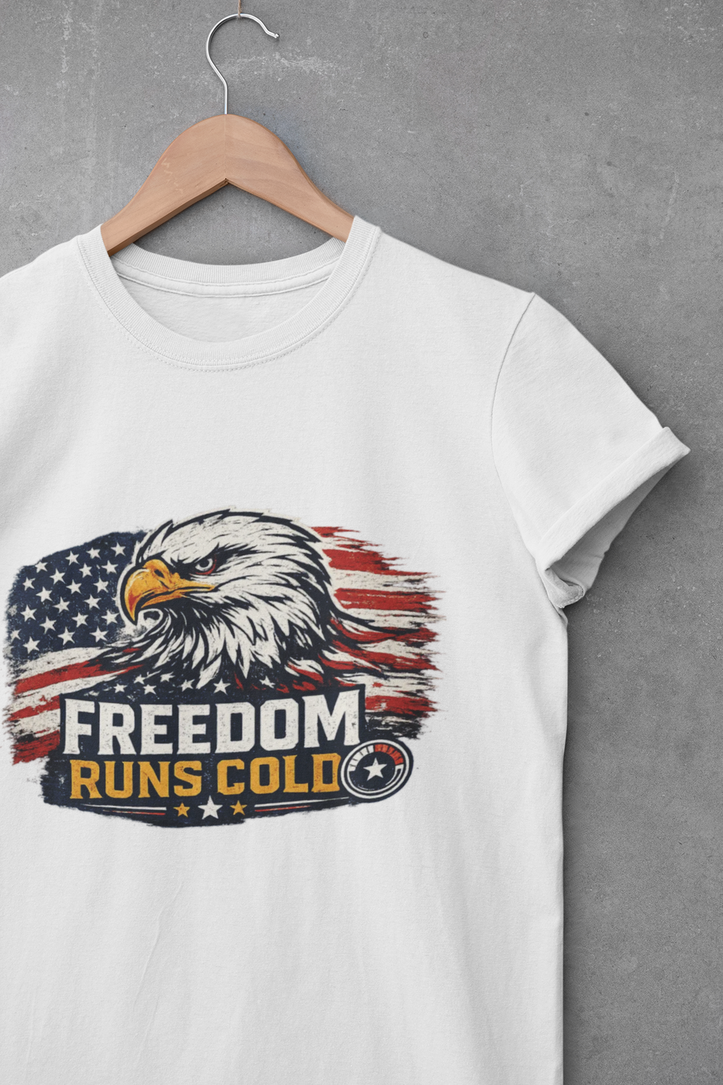Freedom Runs Cold Tee | Patriotic HVAC & Refrigeration Shirt USA