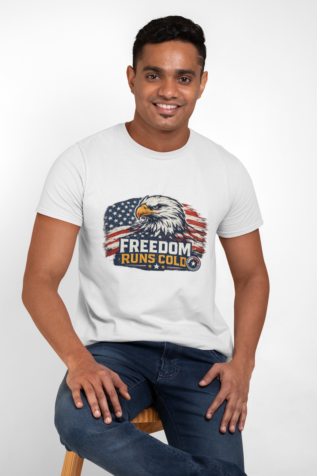 Freedom Runs Cold Tee | Patriotic HVAC & Refrigeration Shirt USA