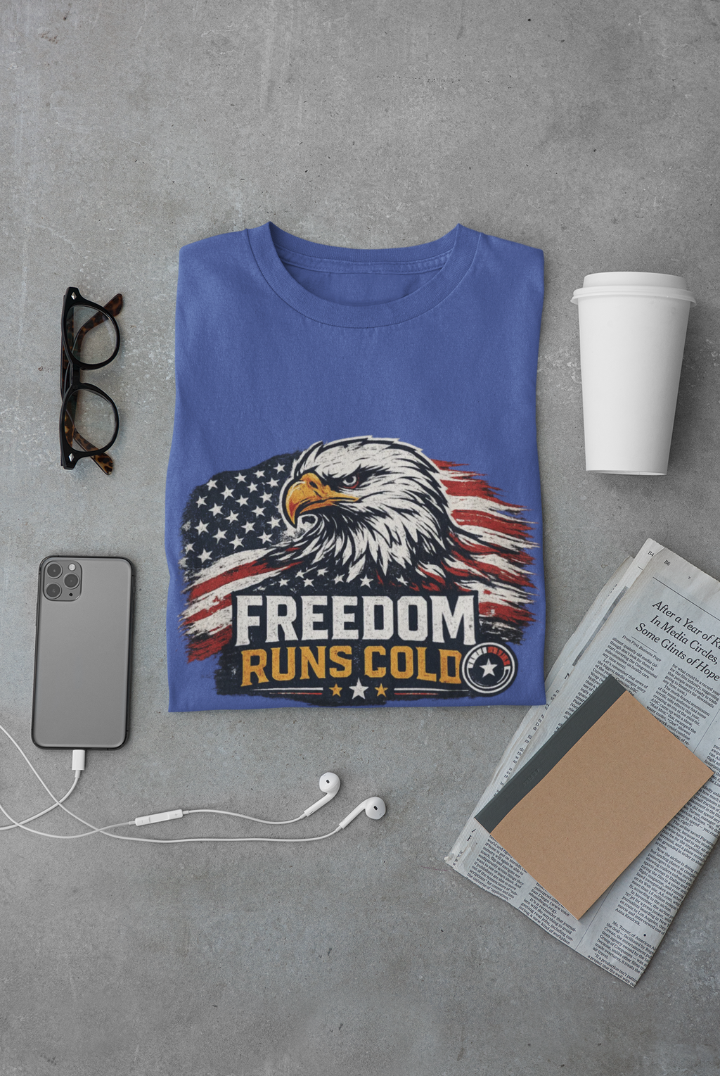 Freedom Runs Cold Tee | Patriotic HVAC & Refrigeration Shirt USA
