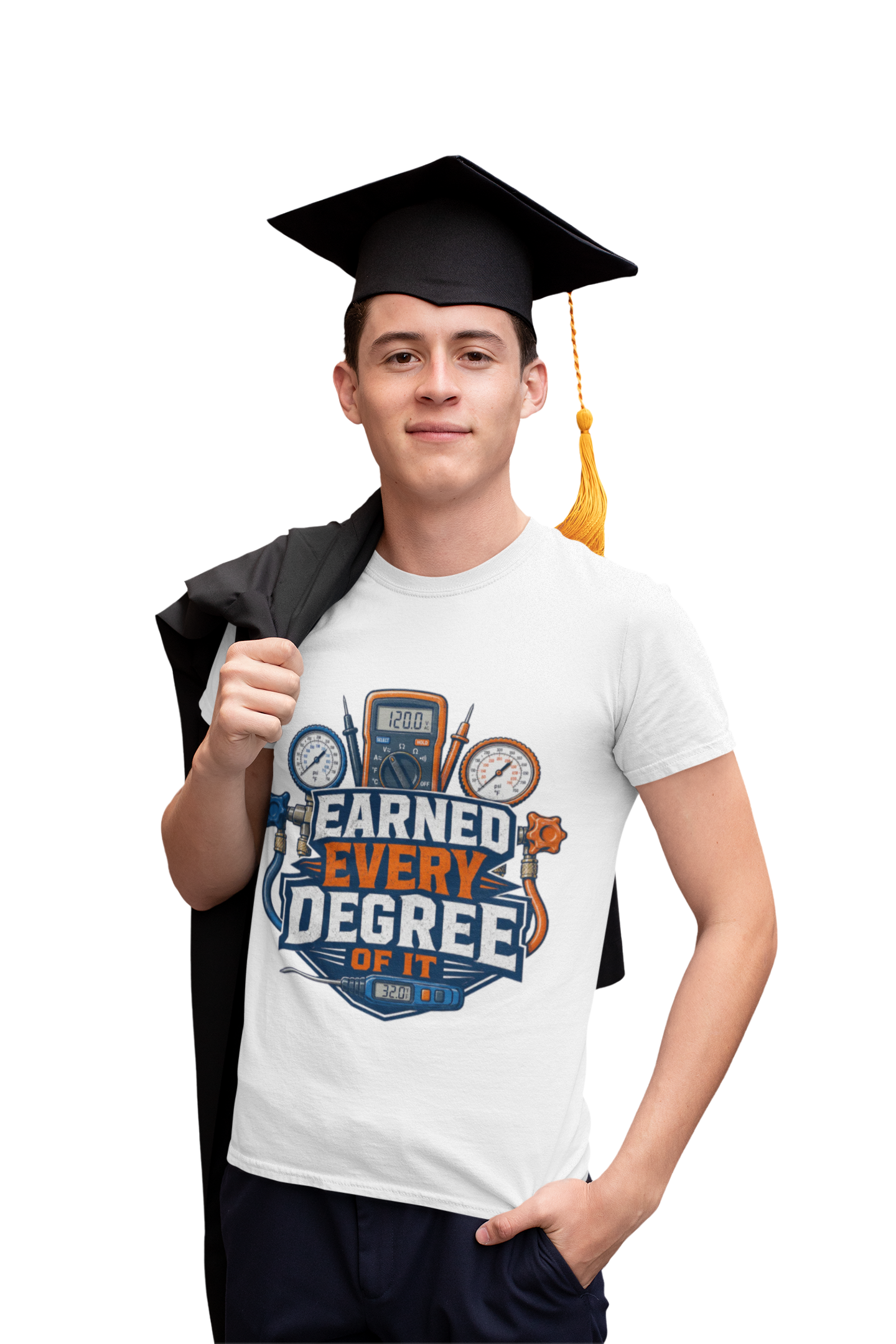 Earned Every Degree Of It HVAC Tech Shirt, Funny HVAC Technician Gift, AC Repair Tradesman Tee, Heating & Cooling T-Shirt