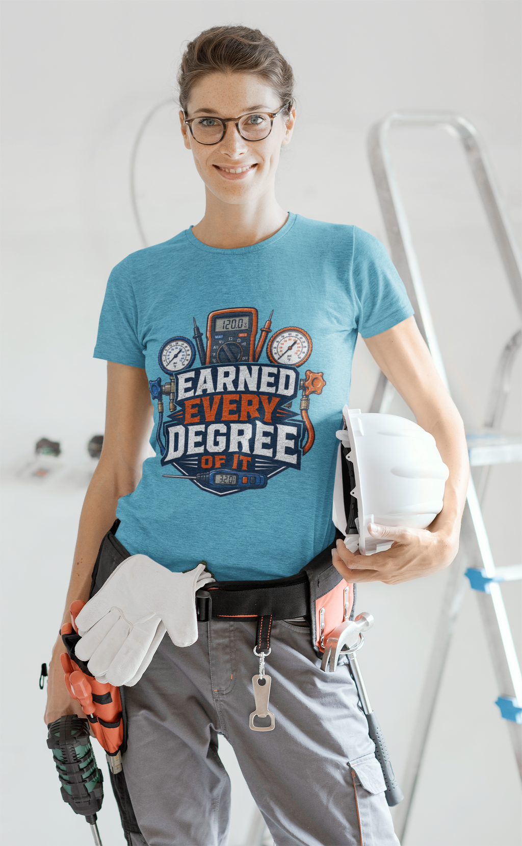 Earned Every Degree Of It HVAC Tech Shirt, Funny HVAC Technician Gift, AC Repair Tradesman Tee, Heating & Cooling T-Shirt