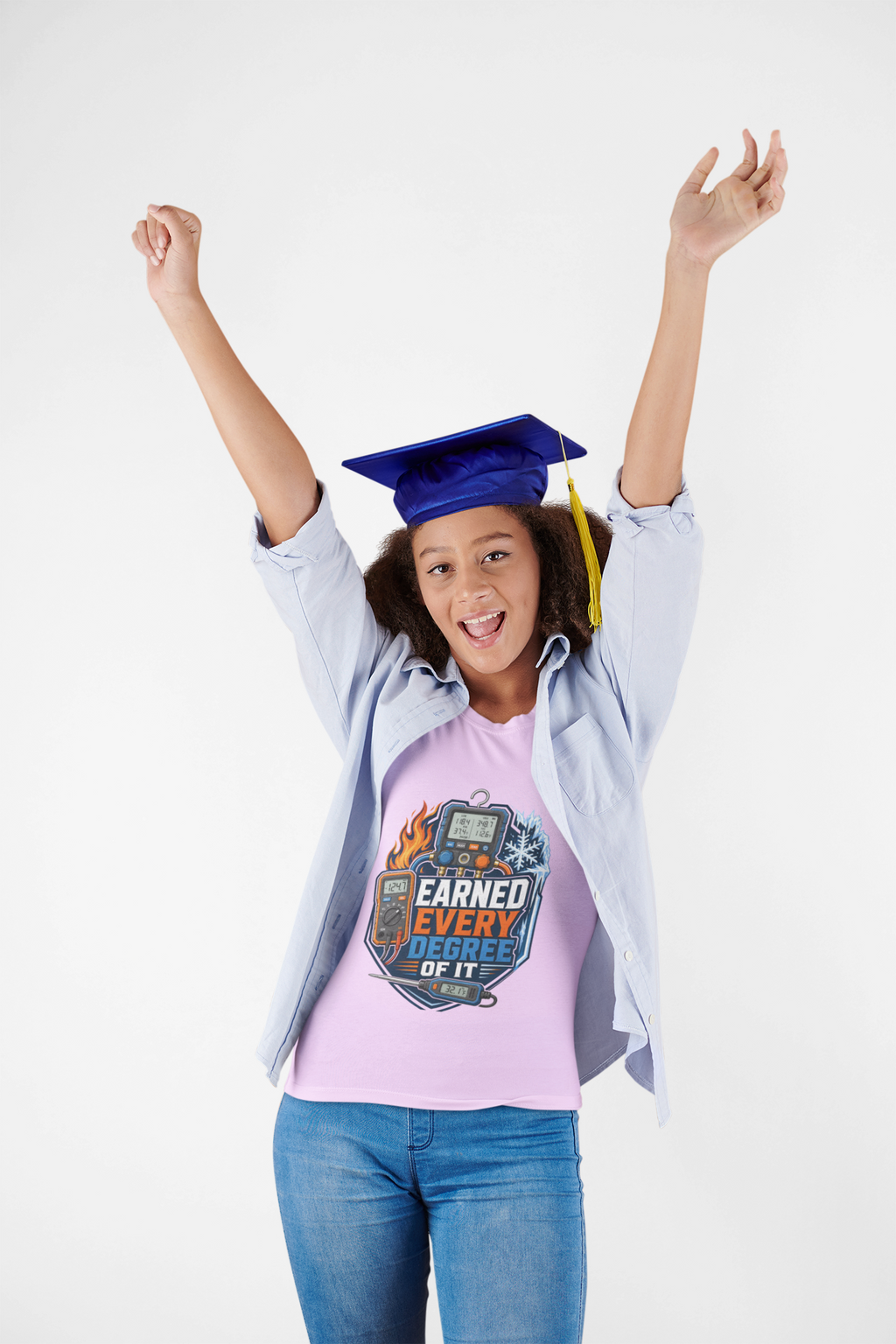 Earned Every Degree Of It HVAC Tech Shirt, Manifold Gauge Fire & Ice Tee, Funny HVAC Technician Gift, AC Heating Refrigeration T-Shirt