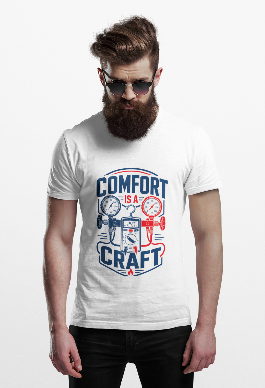 Comfort Is A Craft HVAC Tech Shirt, HVAC Technician Gift, Manifold Gauge AC Repair Tradesman Tee, Heating Cooling Refrigeration T-Shirt