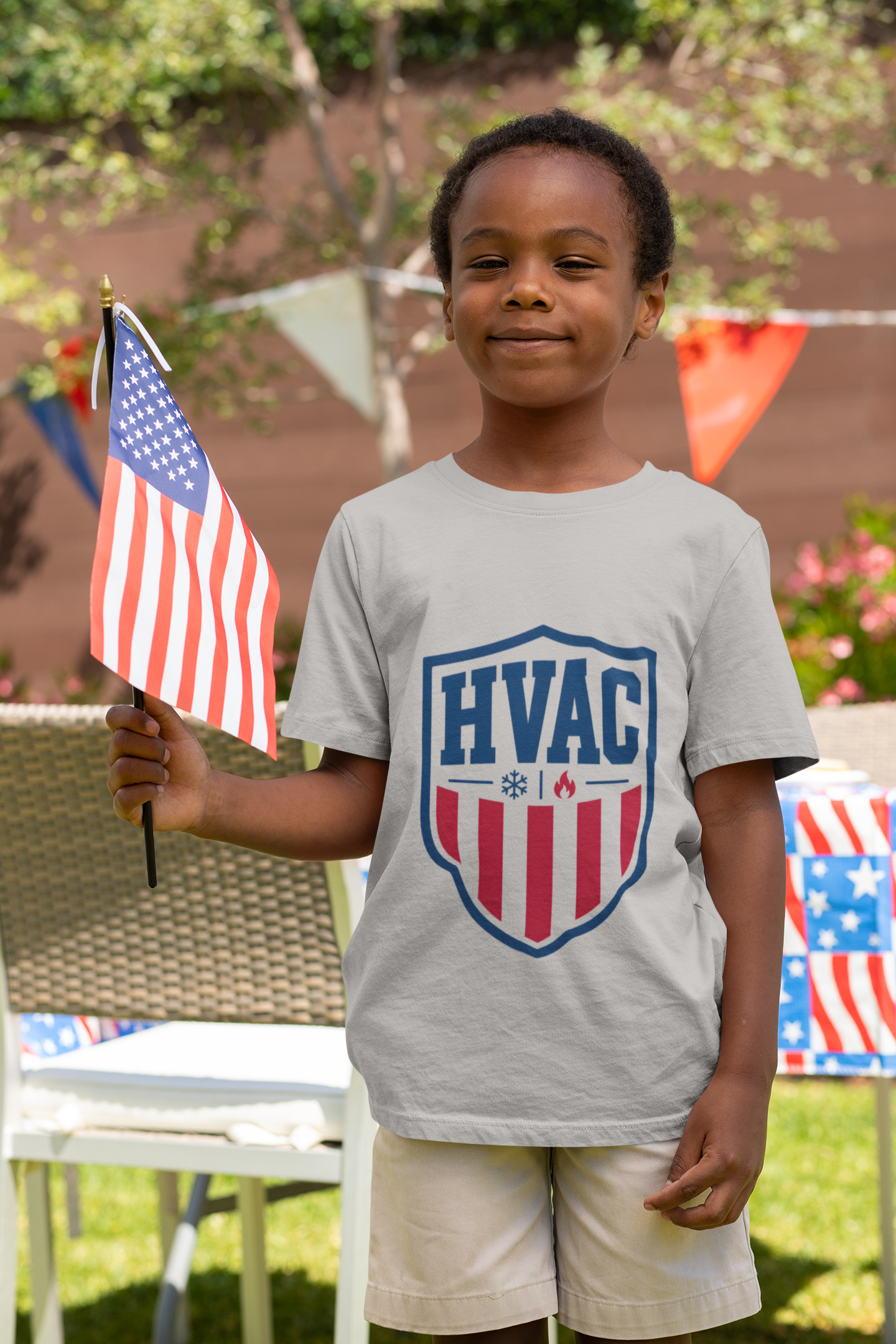 HVAC American Pride Shield Shirt, Patriotic HVAC Tech Gift, USA Trade Pride Tradesman Tee, Heating Cooling AC Repair T-Shirt