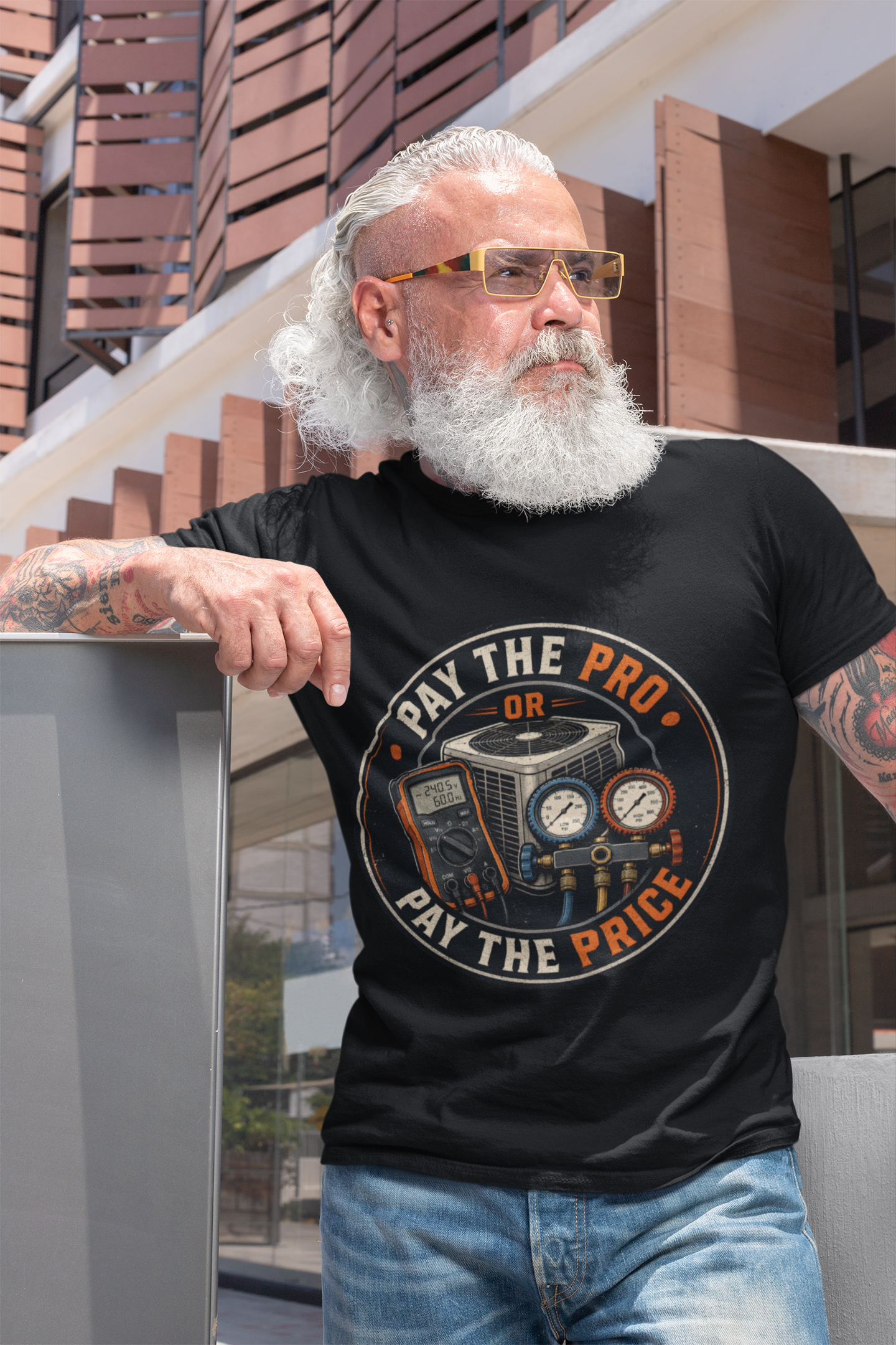 Pay The Pro Or Pay The Price Tee — Vintage HVAC Tool Badge Shirt