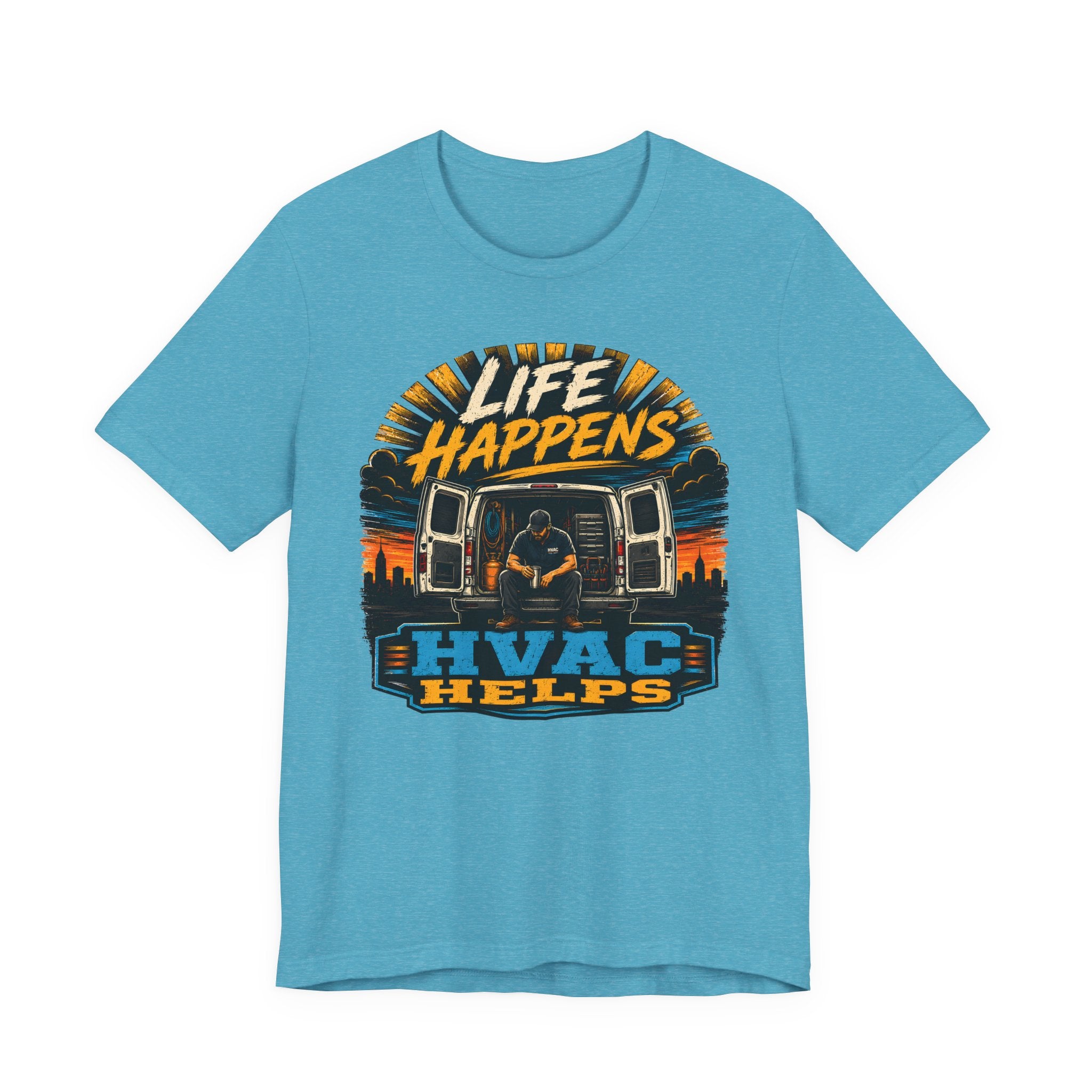 Life Happens HVAC Helps Tee — Motivational HVAC Technician Shirt