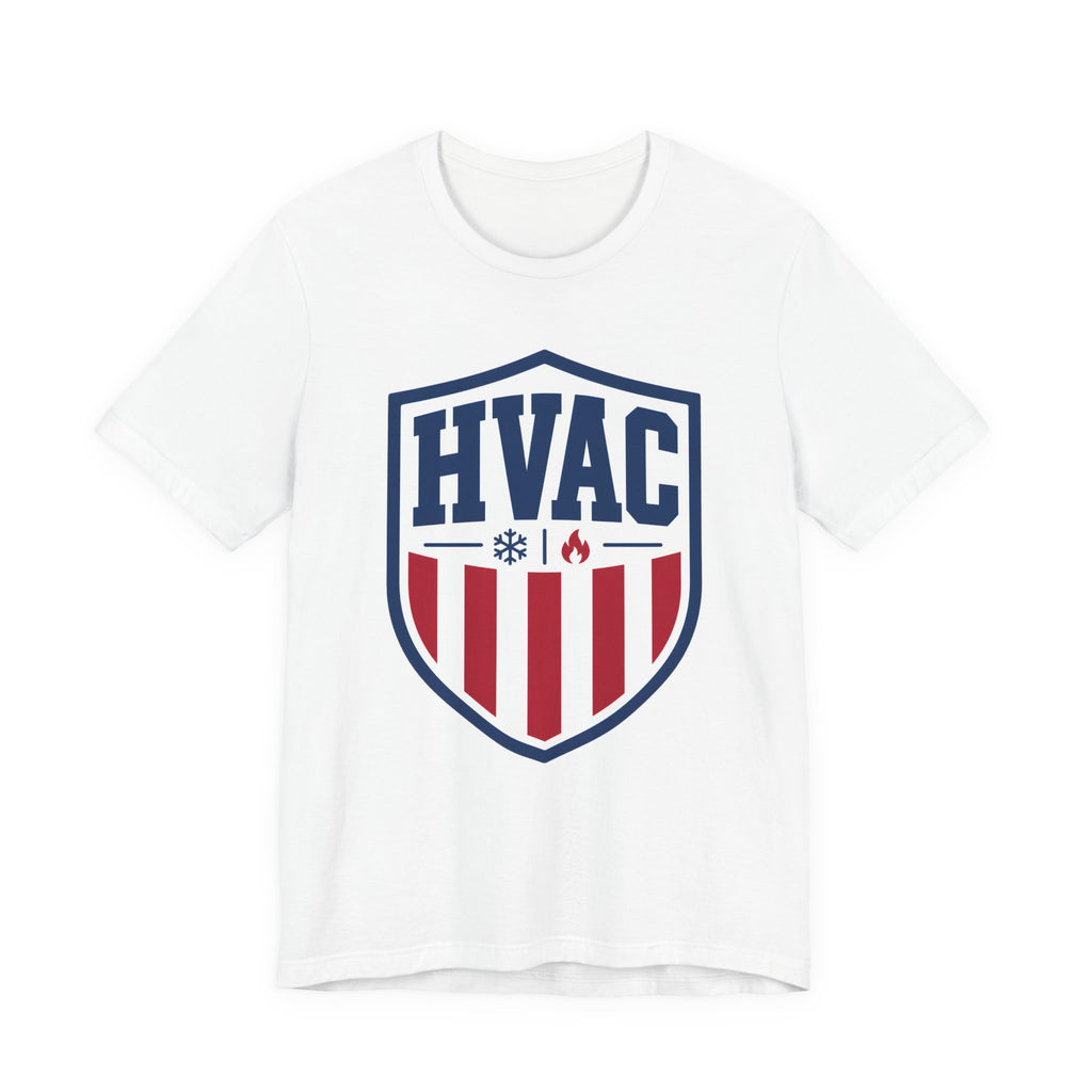 HVAC American Pride Shield Shirt, Patriotic HVAC Technician Gift, USA Trade Pride AC Repair Tradesman Tee, Heating Cooling T-Shirt
