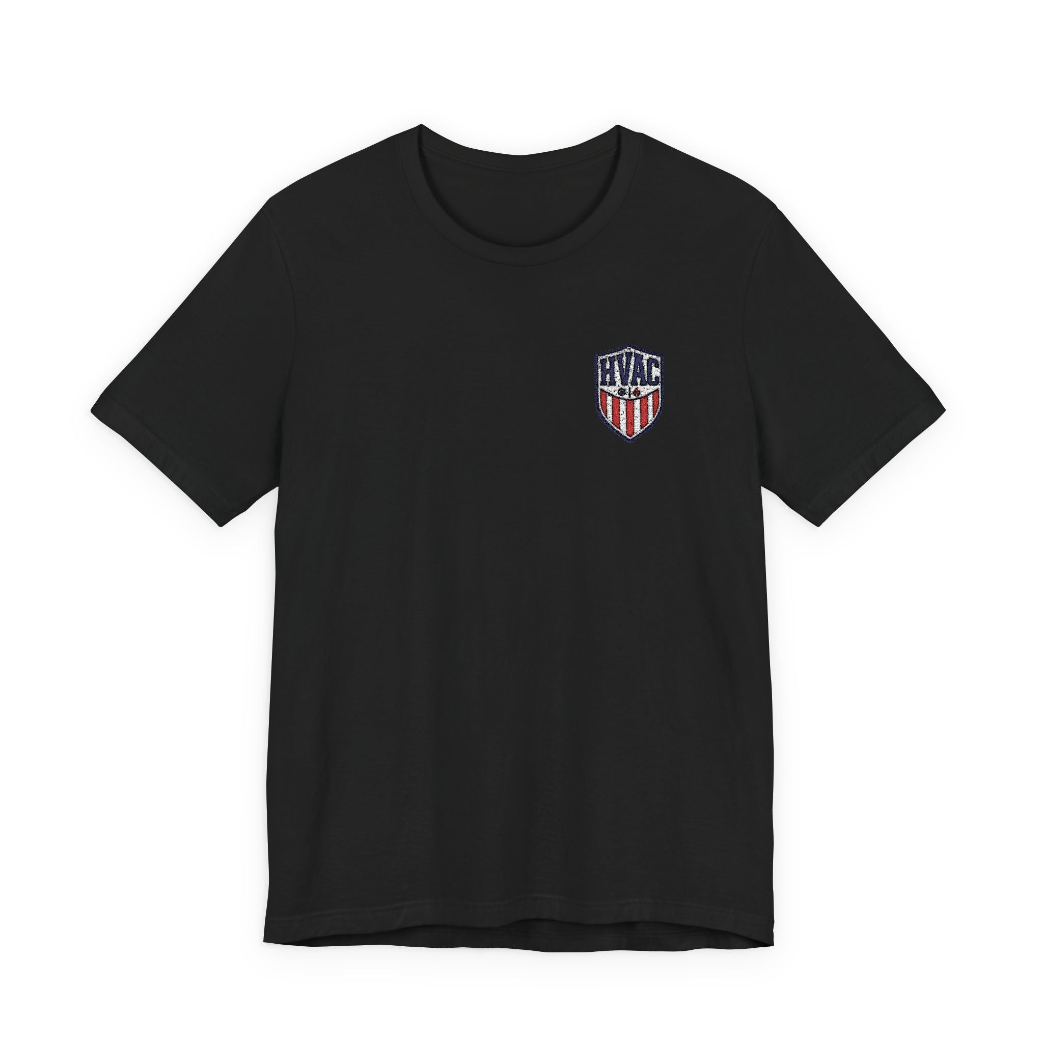 Embroidered HVAC Shield Shirt, Premium Patriotic HVAC Tech Gift, USA Trade Pride Left Chest Tradesman Tee, Heating Cooling T-Shirt