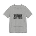 Looks Like That Trane Stopped At Every Station - Funny HVAC Technician Wordplay Tee (Light Colors)