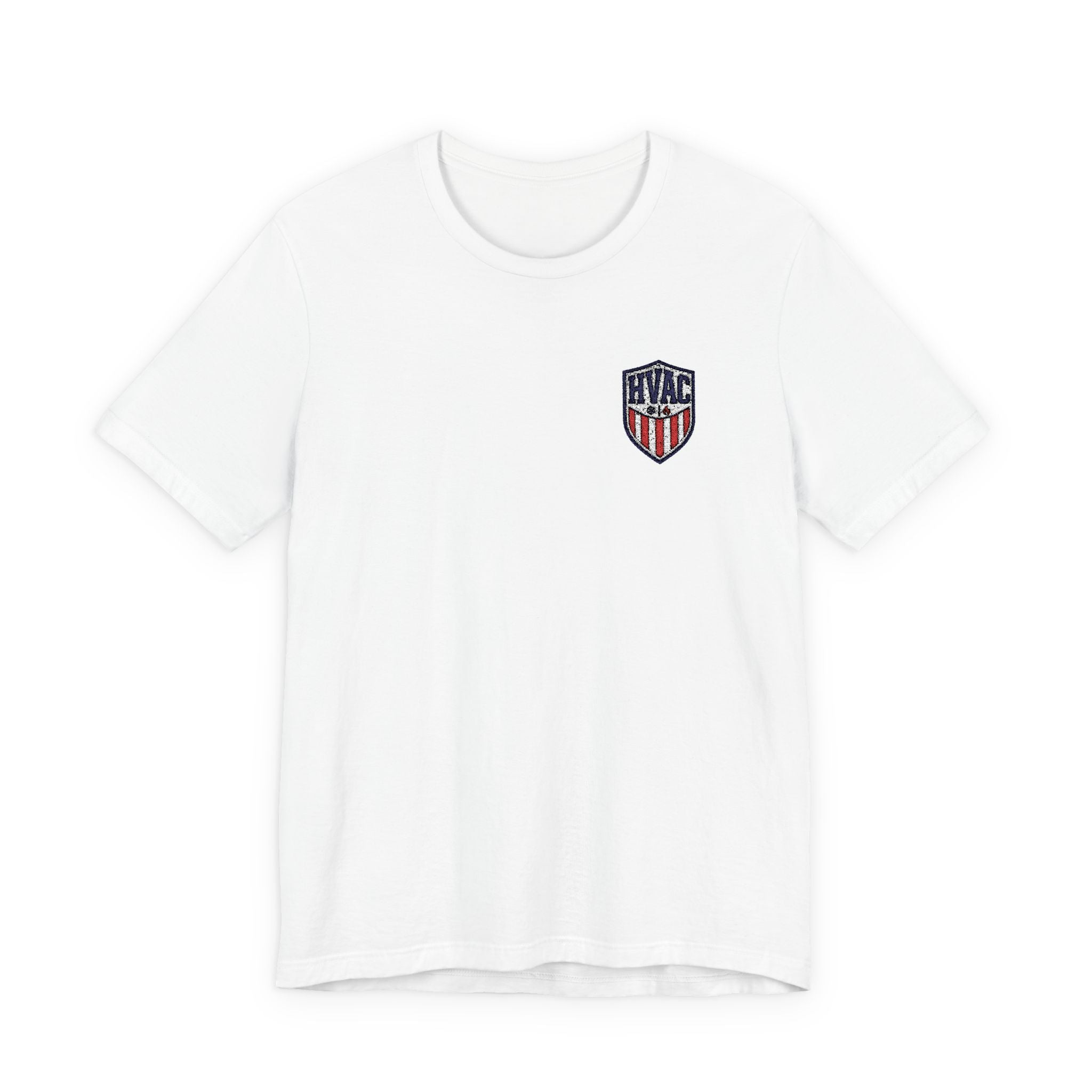 Embroidered HVAC Shield Shirt, Premium Patriotic HVAC Tech Gift, USA Trade Pride Left Chest Tradesman Tee, Heating Cooling T-Shirt